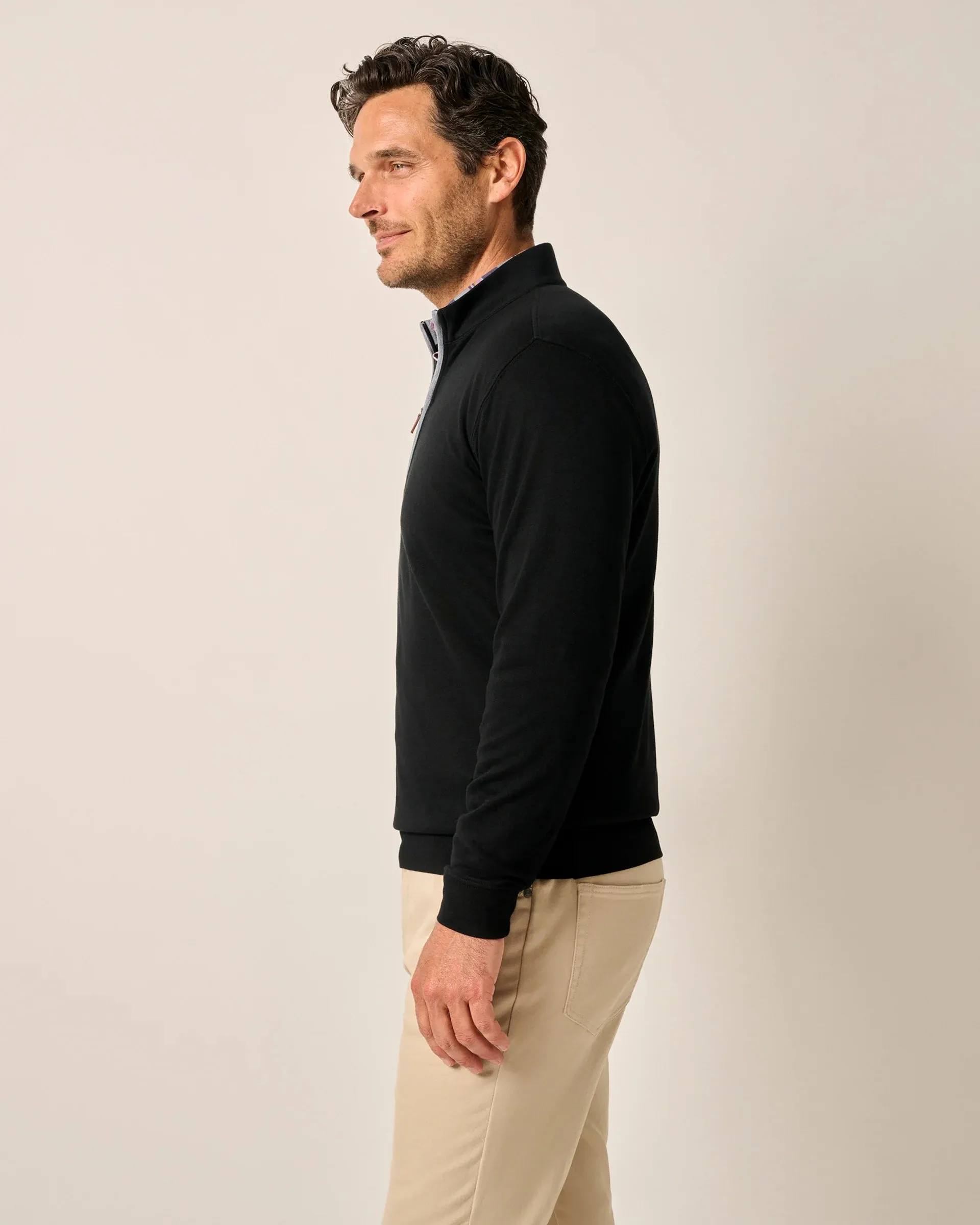 The Sully 1/4 Zip Pullover in Black by Johnnie-O