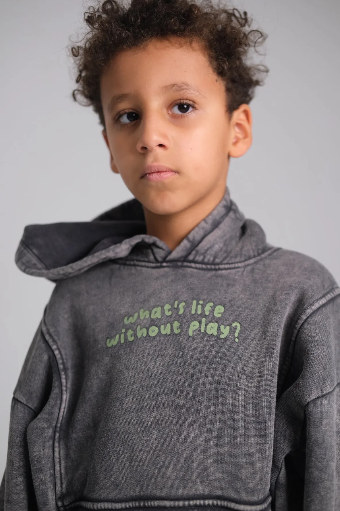 Unisex Grey Long-Sleeved Youth Hoodie