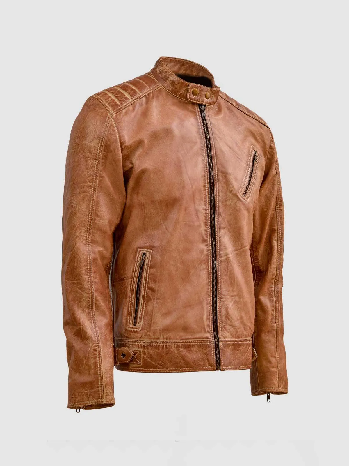 Waxed Tan Leather Jacket