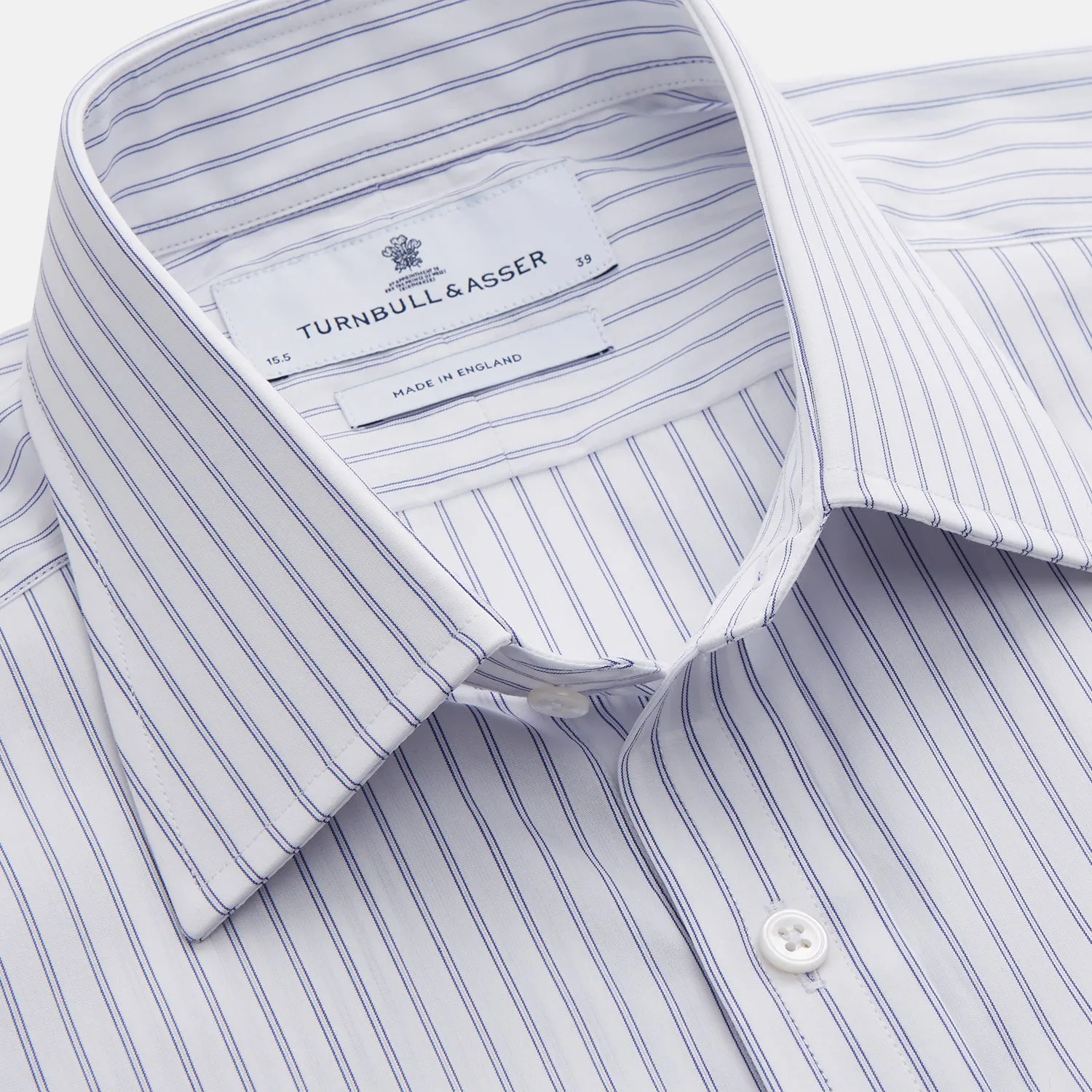 White and Blue Halo Stripe Cotton Regular Fit Mayfair Shirt