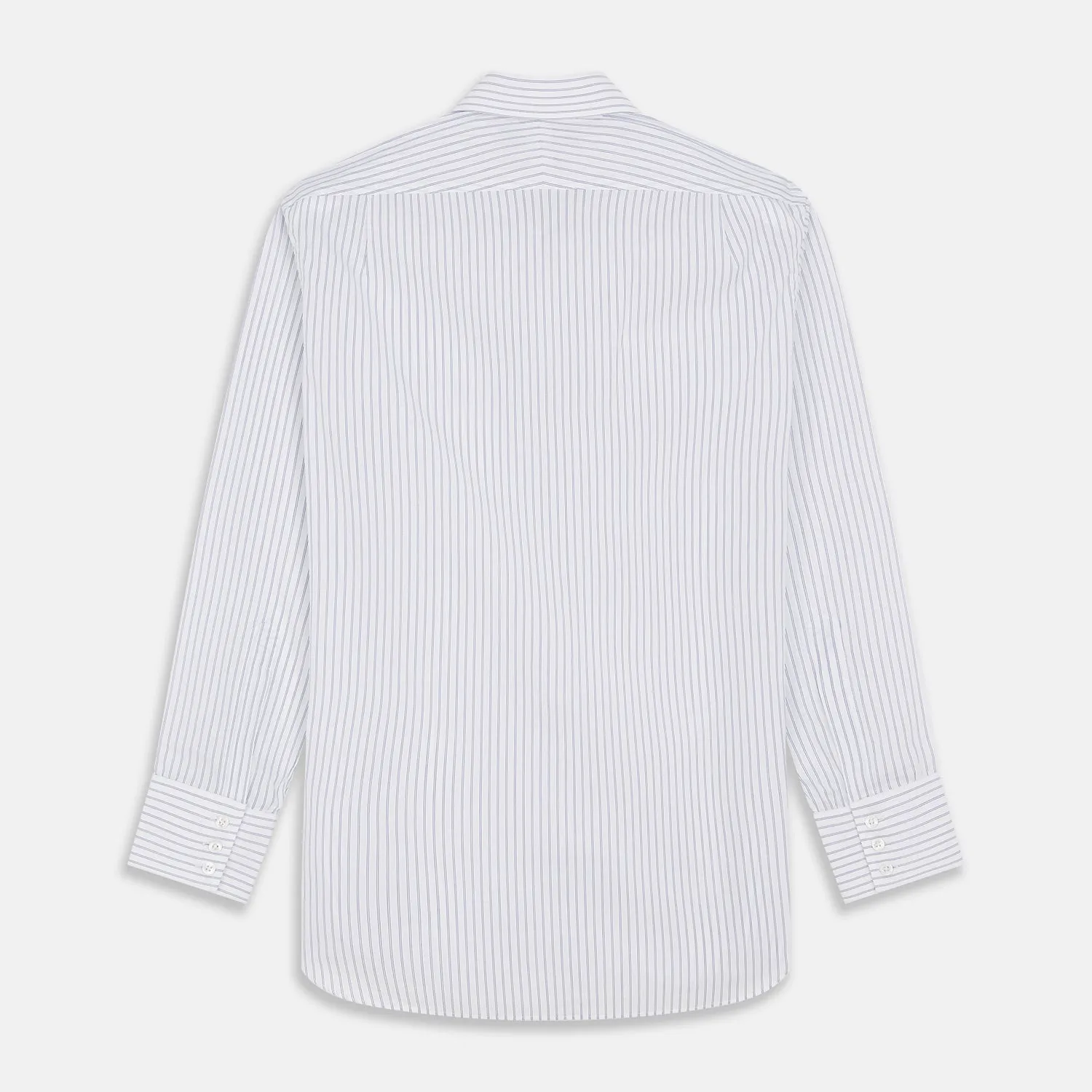 White and Blue Halo Stripe Cotton Regular Fit Mayfair Shirt