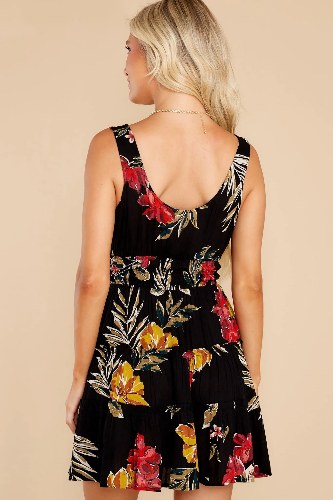 Who Knows Black Multi Floral Print Dress