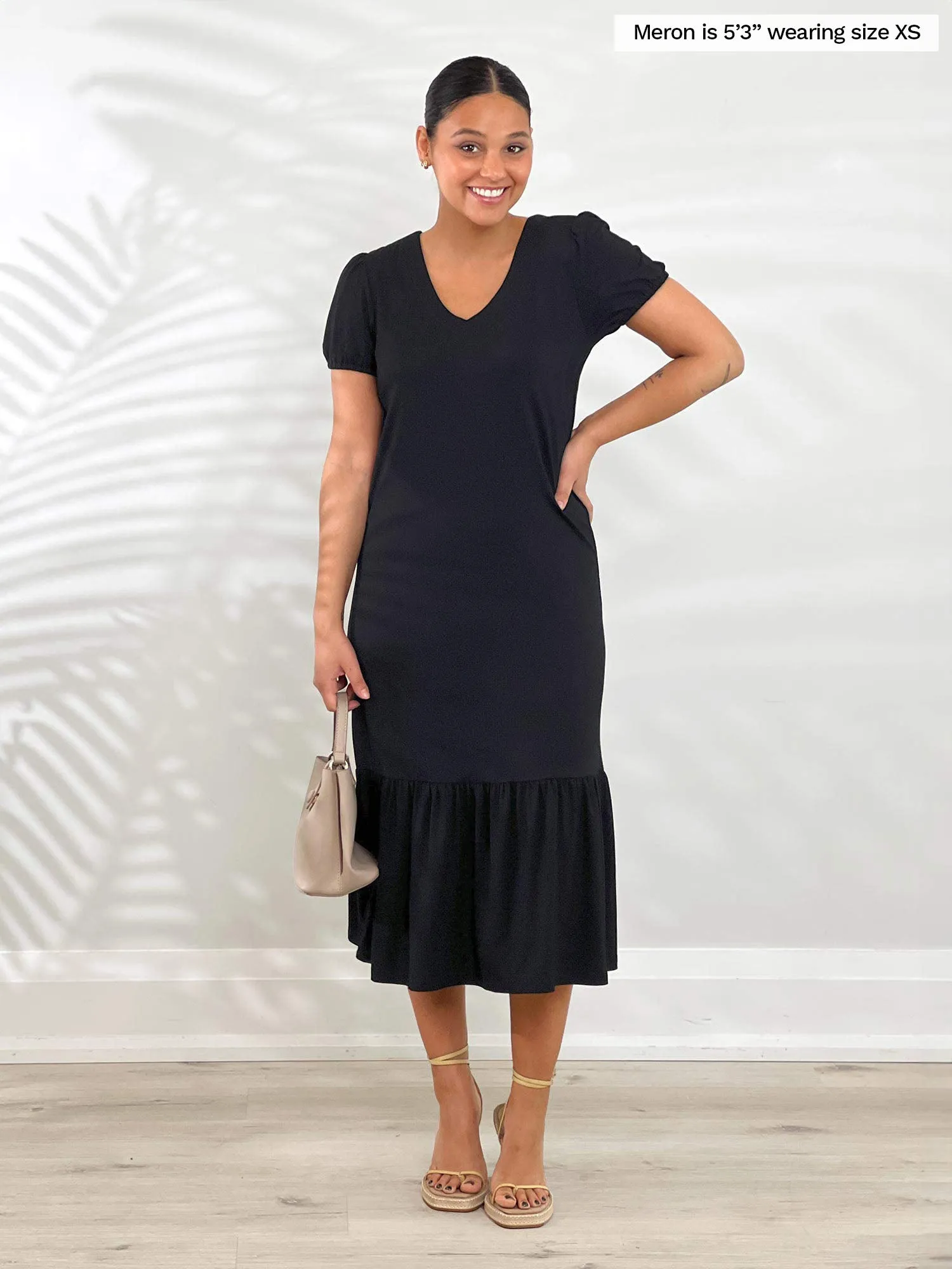 Zilma reversible neckline puff sleeve midi dress - FINAL SALE